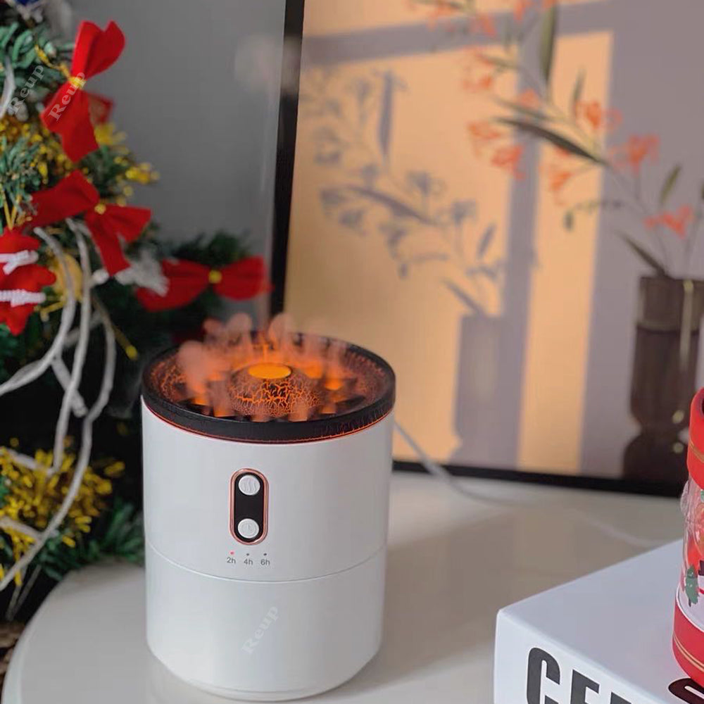 Volcano Mist Diffuser glowing on a desk